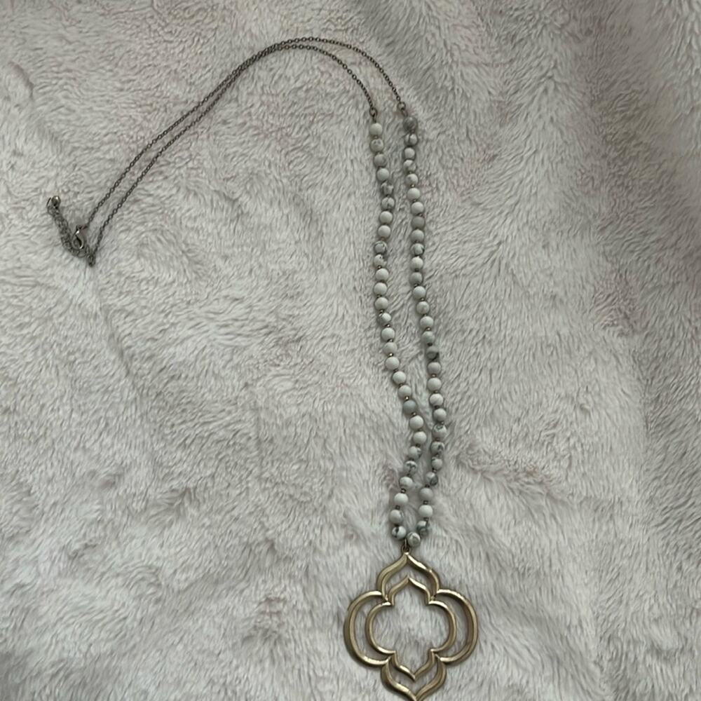 Beaded quatrefoil necklace